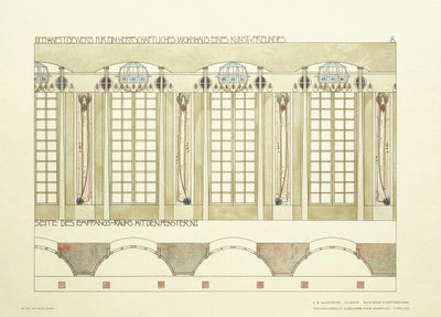 रिसेप्शन और संगीत कक्ष, c.1901 (रंग लिथोग्राफ) द्वारा चार्ल्स रेनी (बाद) मैकिनटोश