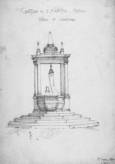 सर्टोसा डि एस मार्टिनो, नेपल्स, वेल इन कोर्टयार्ड, 1891 द्वारा चार्ल्स रेनी मैकिन्टोश