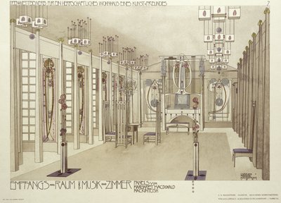 संगीत कक्ष के लिए डिज़ाइन, c.1901 द्वारा चार्ल्स रेनी मैकिन्टोश