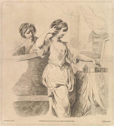 वूमेन इन हर टॉयलेट, 1 मार्च, 1780। द्वारा चार्ल्स रूबेन राइली