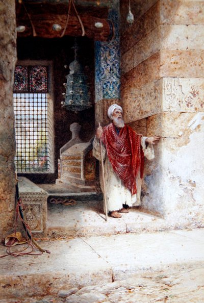 मस्जिद में प्रवेश, c.1870 (कागज पर पानी के रंग का) द्वारा चार्ल्स रॉबर्टसन