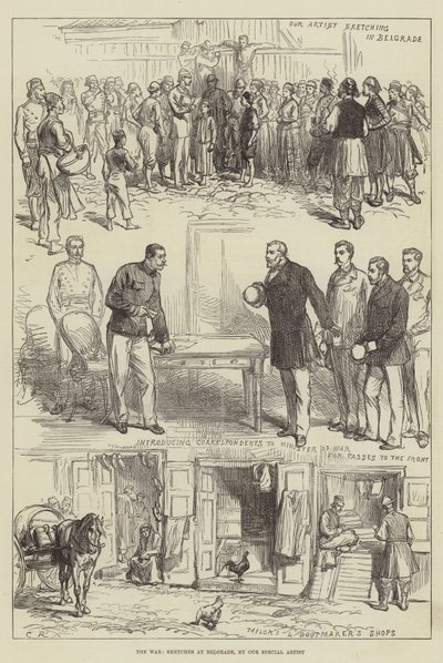 बेलग्रेड में युद्ध, रेखाचित्र द्वारा Sir John Charles Robinson