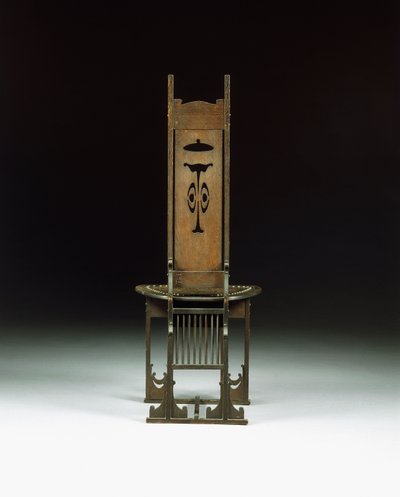 एक साइड कुर्सी, छेदा डिज़ाइन के साथ, c.1899 (नक्काशीदार ओक) द्वारा चार्ल्स रोल्फ़
