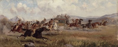 सियॉक्स अटैकिंग ए स्टैप्टकोच, 1909 द्वारा Charles Schreyvogel