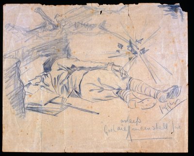 लेफ्टिनेंट लेस्ली गॉल्डी शेल फायर, 1915 के तहत सो गए द्वारा चार्ल्स सार्जेंट जैगर