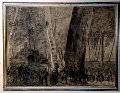फ्रांसीसी क्रांति: "" जीन-पॉल मराट (1743-1793) का शरीर कॉर्डेलियर्स के बगीचे में दफन है"" चार्ल्स थेवेनिन (1764-1838) 1793 वर्साय, मुसी लैम्बिनेट द्वारा ड्राइंग द्वारा चार्ल्स थेवेन