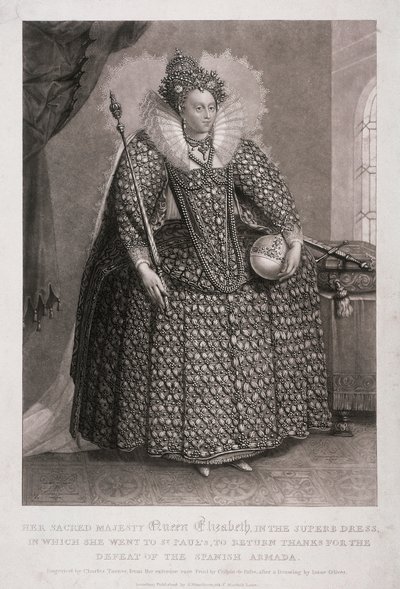 क्वीन एलिजाबेथ I ने राजदंड और गोला, 1868 धारण किया द्वारा चार्ल्स टर्नर