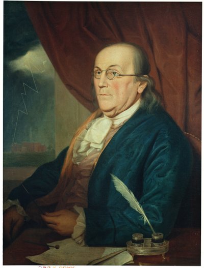 बेंजामिन फ्रैंकलिन (1706-90) 1789 का पोर्ट्रेट द्वारा चार्ल्स विल्सन मोर
