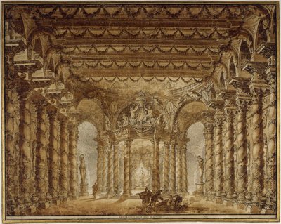 जीन-बैप्टिस्ट लुली द्वारा ओपेरा आर्माइड के लिए स्टेज डिजाइन, 1760। द्वारा चार्ल्स डी वैली