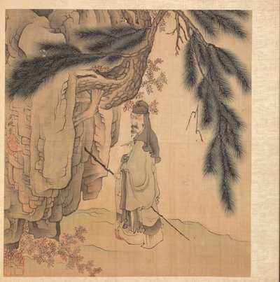 प्राचीन मास्टर्स के बाद पेंटिंग: स्टाफ और ब्रश के साथ विद्वान, 1598-1652। द्वारा चेन होंगशॉ