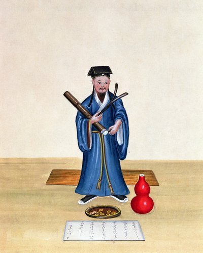 चीन में एक ताओवादी, c.1785 (wc कागज पर) द्वारा चीनी स्कूल