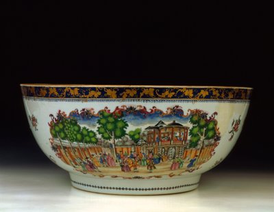 ग्रैंड वॉक, वॉक्सहॉल गार्डन, c.1750-1800 के दृश्य के साथ "लंदन" पंचमेल गुलाब द्वारा चीनी स्कूल