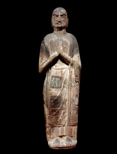 चीनी कला: एक कश्यप का प्रतिनिधित्व करने वाली मूर्ति, बुद्ध के भिक्षु शिष्य। सुई राजवंश (581-618 ई.) पेरिस, गुइमेट संग्रहालय, एशियाई कला संग्रहालय। द्वारा चीनी स्कूल
