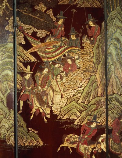 कोरोमंडल स्क्रीन, c.1700 द्वारा चीनी स्कूल