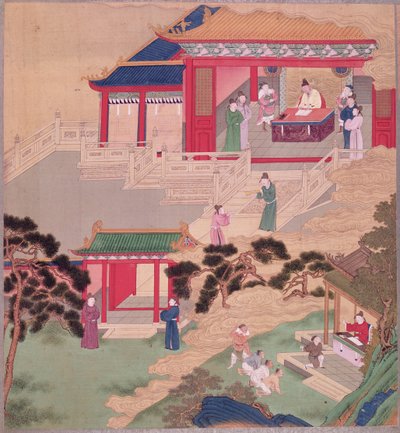 चीनी सम्राटों के इतिहास (रेशम पर रंग) द्वारा चीनी स्कूल