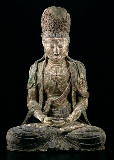 ध्यान में बड़े बैठा बोधिसत्व, जिन वंश (1115-1234) (लकड़ी और वर्णक) (206545 देखें) द्वारा Chinese School