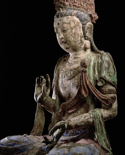 बड़े उठे हुए बोधिसत्व हाथ से उठाए हुए, जिन वंश (1115-1234) (लकड़ी और वर्णक) (विस्तार) (206546 देखें) द्वारा Chinese School