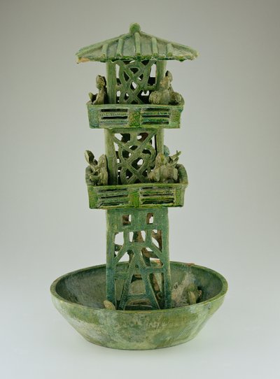 गुम्मट का मॉडल, हान राजवंश (206 ईसा पूर्व 220 ईस्वी) (चमकता हुआ सिरेमिक) द्वारा Chinese School