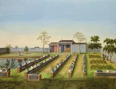 नर्सरी गार्डन, c.1820-40 (कागज पर wc) द्वारा चीनी स्कूल