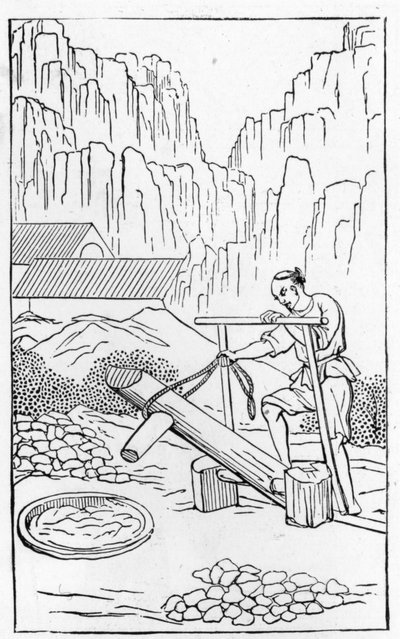 चीन के निर्माण के दृष्टांतों की एक श्रृंखला से मिट्टी को ढंकना (पूरी श्रृंखला के लिए 384116 और 384117) द्वारा चीनी स्कूल