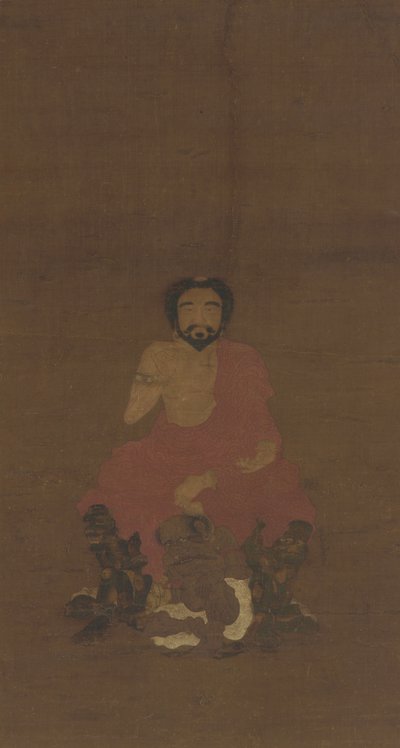 शाक्यमुनि ने तीन दानव जैसे जीव, संभवतः युआन-प्रारंभिक मिंग राजवंश, 14 वीं -15 वीं शताब्दी में बैठे द्वारा Chinese School