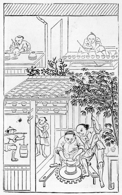 चीन के निर्माण पर चित्रों की एक श्रृंखला से टर्निंग बेसिन, (पूरी श्रृंखला के लिए 384116 और 384117 देखें) द्वारा चीनी स्कूल