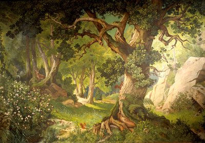 जादूगर Klingsor का बगीचा, Parzival चक्र से, महान संगीत कक्ष, c.1883-84 (भित्तिचित्र) द्वारा Christian Jank