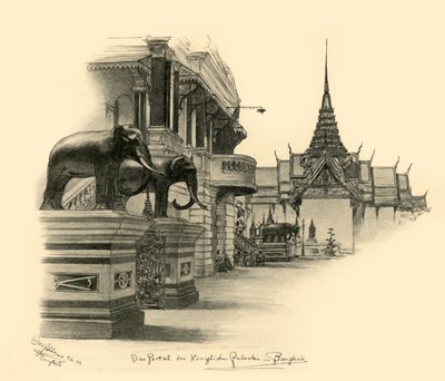 बैंकॉक, सियाम, 1898 में शाही महल में प्रवेश। द्वारा क्रिश्चियन विल्हेम एलर्स