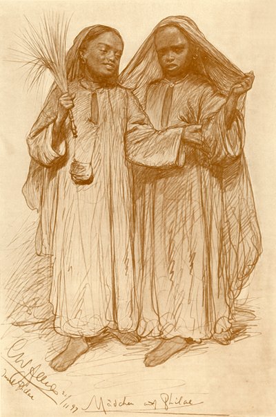 फिलै, मिस्र में लड़कियां, 1898। द्वारा क्रिश्चियन विल्हेम एलर्स
