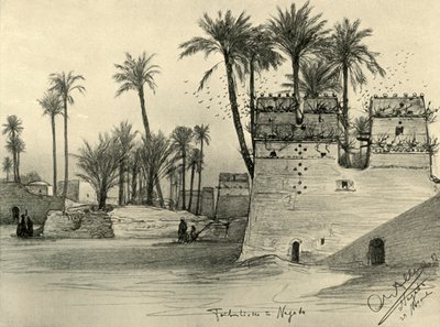 नागदा, मिस्र, 1898 में मकान। द्वारा क्रिश्चियन विल्हेम एलर्स