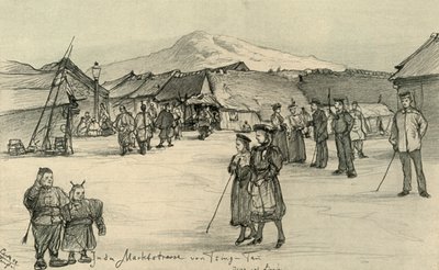 मार्केट प्लेस, त्सिंगताओ, चीन, 1898। द्वारा क्रिश्चियन विल्हेम एलर्स