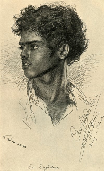 सिंहलीज मैन, कोलंबो, सीलोन, 1898। द्वारा क्रिश्चियन विल्हेम एलर्स