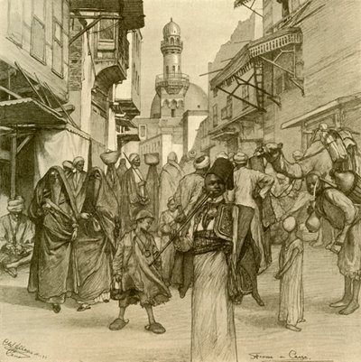 काहिरा में स्ट्रीट, 1898। द्वारा क्रिश्चियन विल्हेम एलर्स
