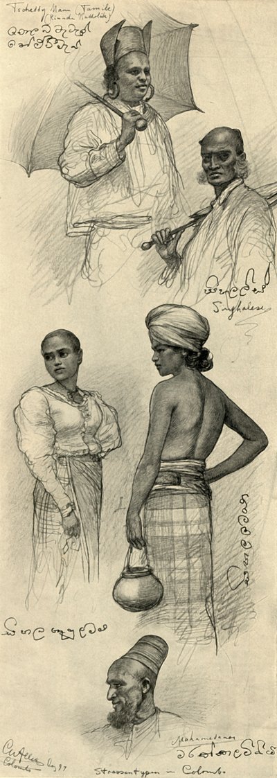 लोगों का अध्ययन, कोलंबो, सीलोन, 1898। द्वारा क्रिश्चियन विल्हेम एलर्स