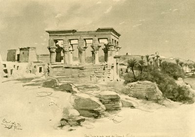 1898 में मिस्र के फिलै द्वीप पर आइसिस का मंदिर और ट्रोजन का कियोस्क। द्वारा क्रिश्चियन विल्हेम एलर्स