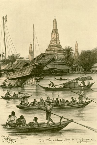 वाट चांग, बैंकॉक, सियाम, 1898। द्वारा क्रिश्चियन विल्हेम एलर्स