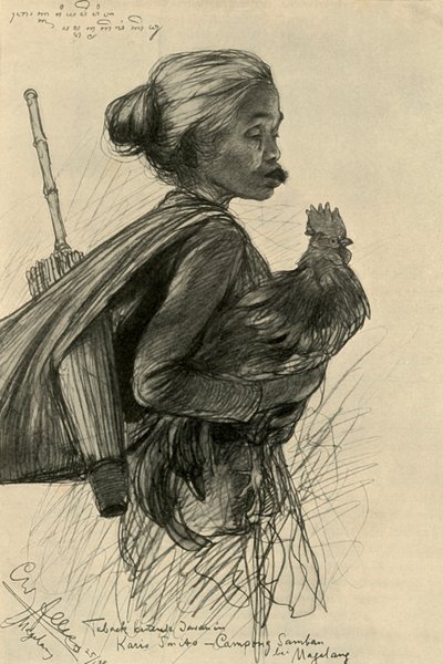 तम्बाकू चबाती महिला, मैगलैंग, जावा, 1898। द्वारा क्रिश्चियन विल्हेम एलर्स