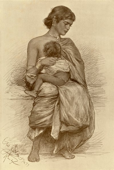 यंग मदर, कैंडी, सीलोन, 1898। द्वारा क्रिश्चियन विल्हेम एलर्स