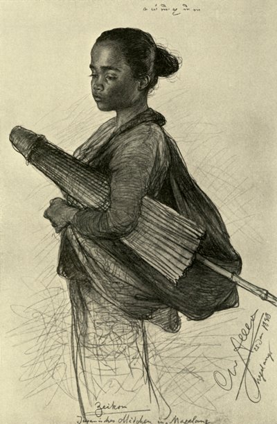 पैरासोल वाली युवती, मैगलैंग, जावा, 1898। द्वारा क्रिश्चियन विल्हेम एलर्स