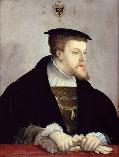 सम्राट चार्ल्स वी या वी (1500-1558) "" का पोर्ट्रेट - एम्बरगर, क्रिस्टोफ (सीए 1500-1562), सीए 1532 द्वारा सम्राट चार्ल्स वी (1500-1558) का पोर्ट्रेट - लकड़ी पर तेल, 67.2x50 , 7 - स्टैट्लिच मुसीन, बर्लिन द्वारा क्रिस्टोफ़ एम्बर