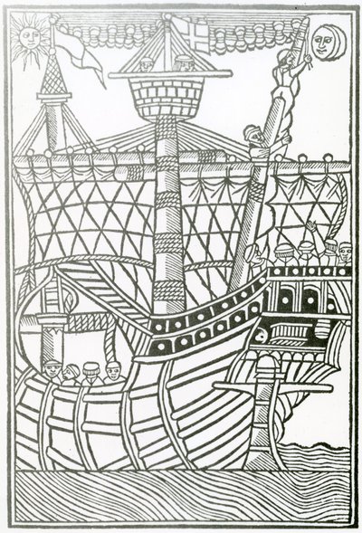 1547 के &39;द जनरल हिस्ट्री ऑफ द इंडीज&39; से एक कारवेल द्वारा क्रिस्टोफर कोलंबस