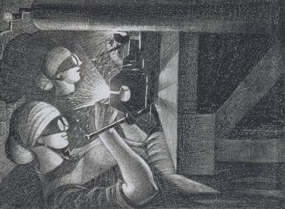 एसिटिलीन वेल्डर, 1917 (नक़्क़ाशी और ड्राईपॉइंट) द्वारा क्रिस्टोफर रिचर्ड विने नेविन्सन