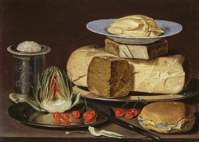 फिर भी जीवन के साथ चीज, आर्टिचोक, और चेरी, सीए 1625 द्वारा Charlotte Evans