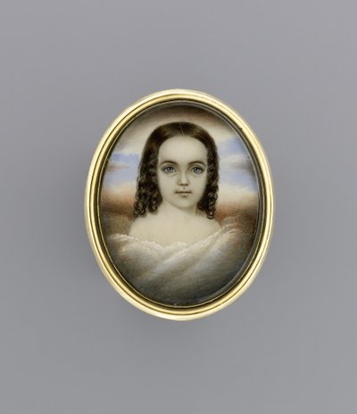 एक लड़की का चित्र, c.1852 (हाथी दांत पर पानी का रंग) द्वारा क्लेरिसा पीटर्स