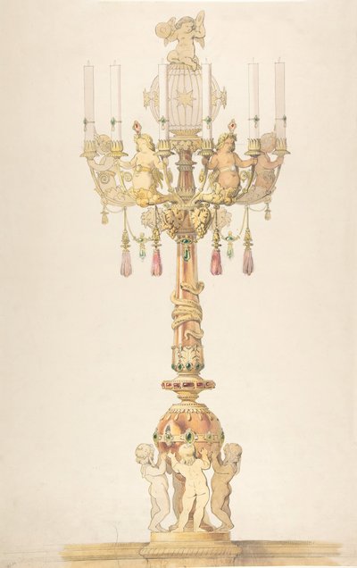 कैंडेलबरा के लिए डिज़ाइन, 1810-38। द्वारा क्लाउड ऐमे चेनवार्डो