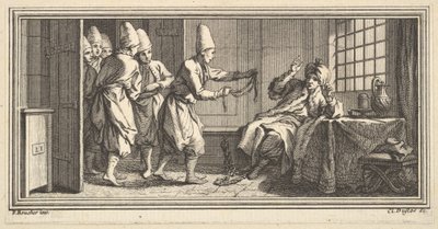 कैदी को रस्सी लाना, 1746-47। द्वारा क्लाउड ऑगस्टिन डफ्लोस
