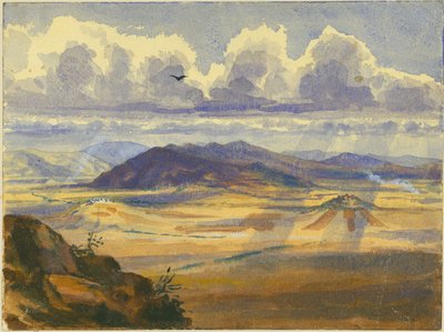 Jezreel Valley (wc und पेंसिल कागज पर) द्वारा Claude Conder