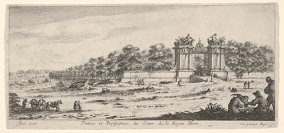 श्रृंखला के दृश्य और नई ..., रानी से रानी माँ के निवास के द्वार का दृश्य। 1644। द्वारा क्लाउड गोरांड