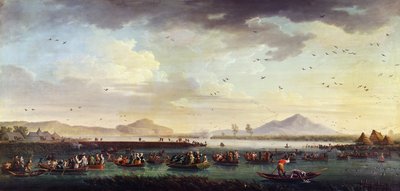 बोरबॉन के चार्ल्स III, सापिन के राजा और दो-सिसिली के राज्य के डक हंटिंग 1746 में 1746 में पैट्रिया झील में द्वारा क्लाउड जोसेफ वर्नेट