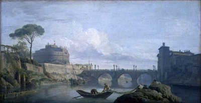 सेंट एंजेलो, रोम के पुल और शैटॉ का दृश्य, c.1748 (कैनवास पर तेल) द्वारा क्लाउड जोसेफ वर्नेट